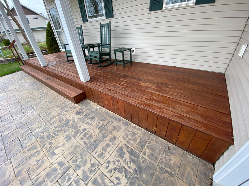 Hardwood deck before refinishing