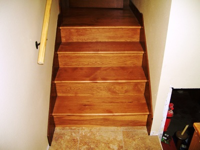 Stained hickory steps.