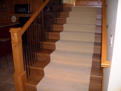 Cumaru steps with deeper treads and short rise in a retirement home.